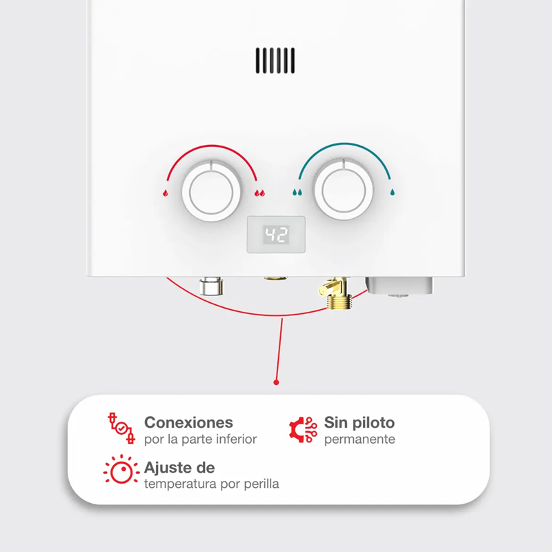 Calentador de Agua Instantáneo | 6L Gas Natural (Ahorro 70%)